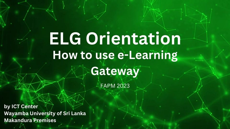 eLG Orientation Course for FAPM - 2023